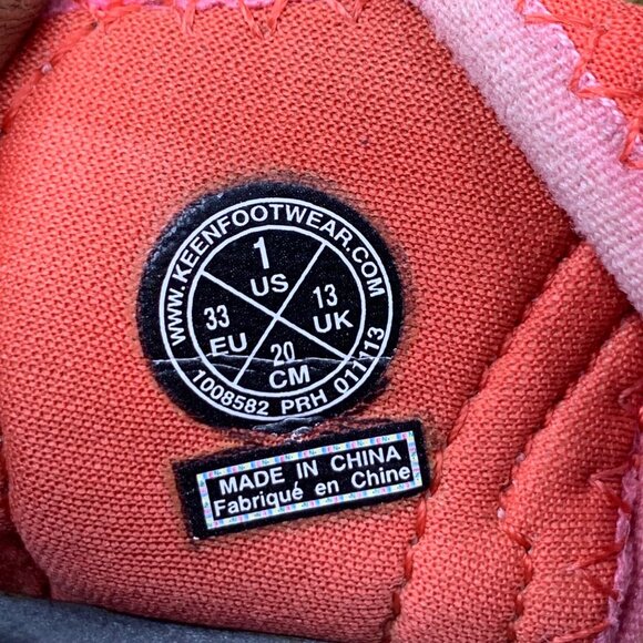 Keen Girls Whisper Raya Size 1Y Pink/Orange Drawstring Fisherman Hiking Sandals - Picture 4 of 7